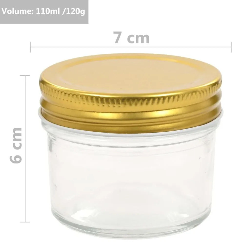 vidaXL Cocina Y Comedor-Tarros de mermelada de vidrio tapa dorada 24 uds 110 ml