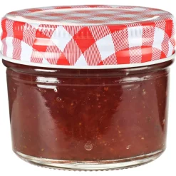 vidaXL Cocina Y Comedor-Tarros de mermelada de vidrio tapa blanca y roja 24 uds 110 ml