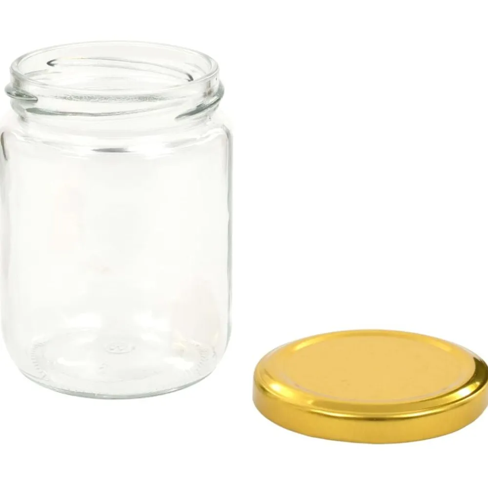 vidaXL Cocina Y Comedor-Tarros de mermelada de vidrio con tapa dorada 48 uds 230 ml