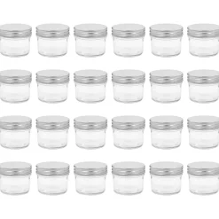 vidaXL Cocina Y Comedor-Tarros de mermelada de vidrio tapa plateada 24 uds 110 ml
