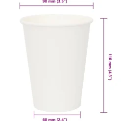 vidaXL Restauración-Tazas de café de papel 1000 uds 12oz 300ml blanco