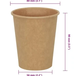 vidaXL Tazas de café de papel 1000 uds 8oz 200ml marrón Outlet