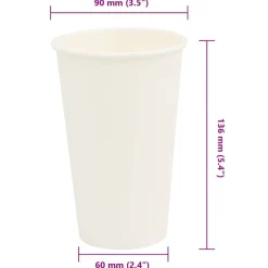 vidaXL Tazas de café de papel 1000 uds 16oz 400ml blanco Sale