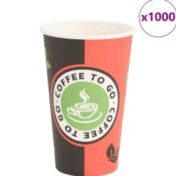 vidaXL Restauración-Tazas de café de papel 1000 uds 16oz 400ml rojo y negro