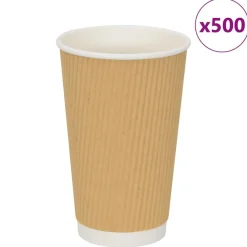 vidaXL Restauración-Tazas de café de papel 500 uds 16oz 400ml marrón