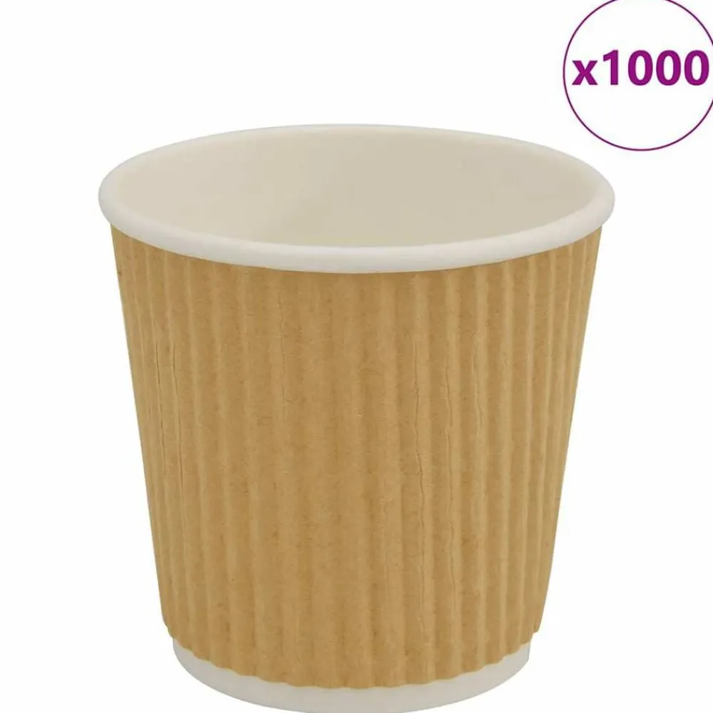 vidaXL Tazas de café de papel 1000 uds 4oz 100ml marrón Discount