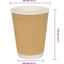 vidaXL Tazas de café de papel 500 uds 12oz 300ml marrón Hot
