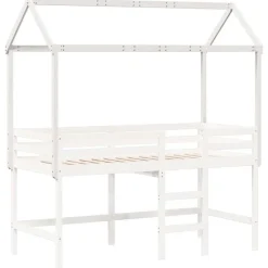 vidaXL Techo de cama infantil madera maciza 217x95,5x159 cm Blanco Outlet