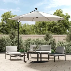 vidaXL Jardín-Tela de repuesto para sombrilla voladiza blanca 300 cm