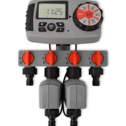 vidaXL Jardín-Temporizador de riego automático con 4 estaciones 3 V