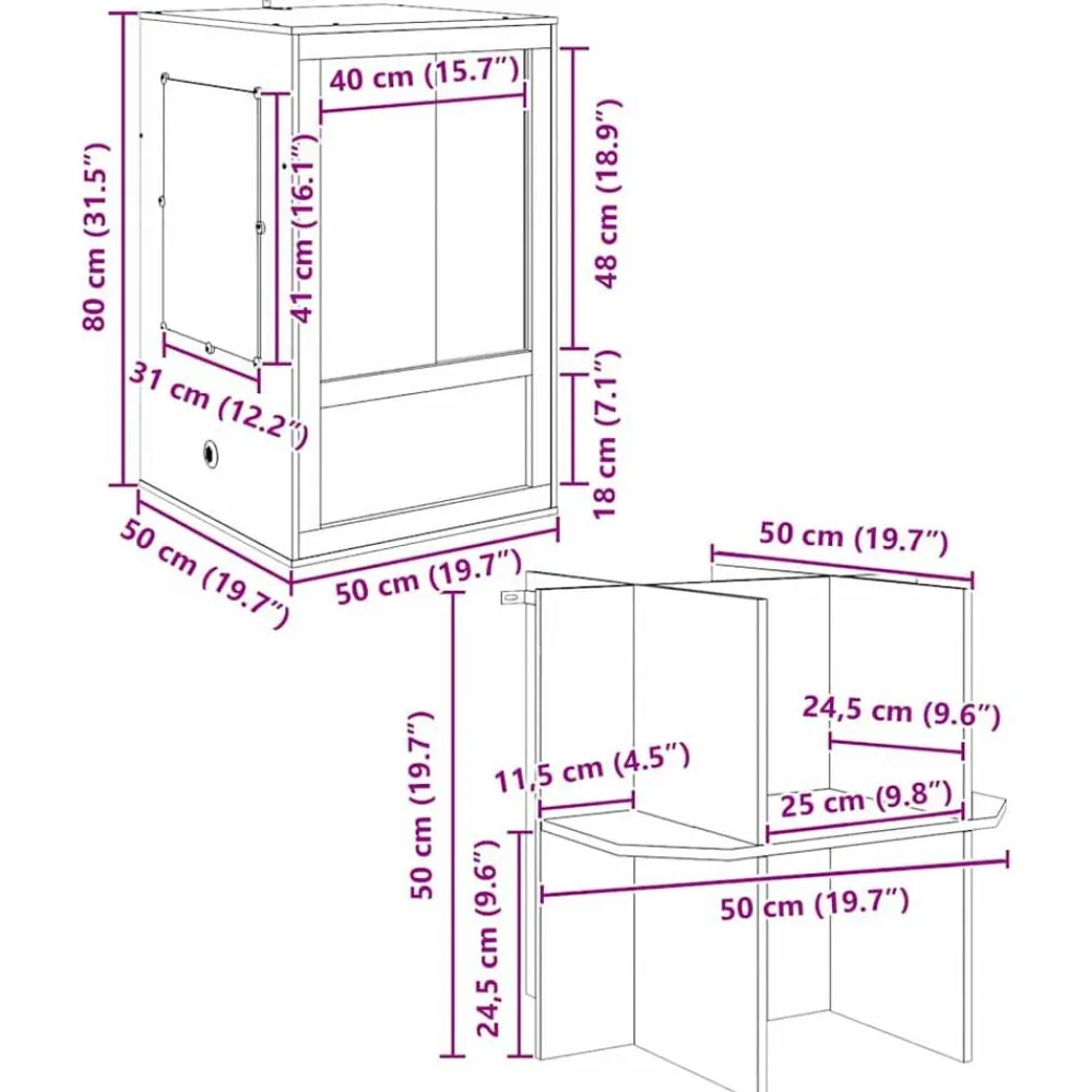 vidaXL Terrario Marrón 50 x 50 x 130 cm OSB Online