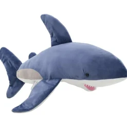 vidaXL Juguetes-Tiburón de peluche azul y blanco