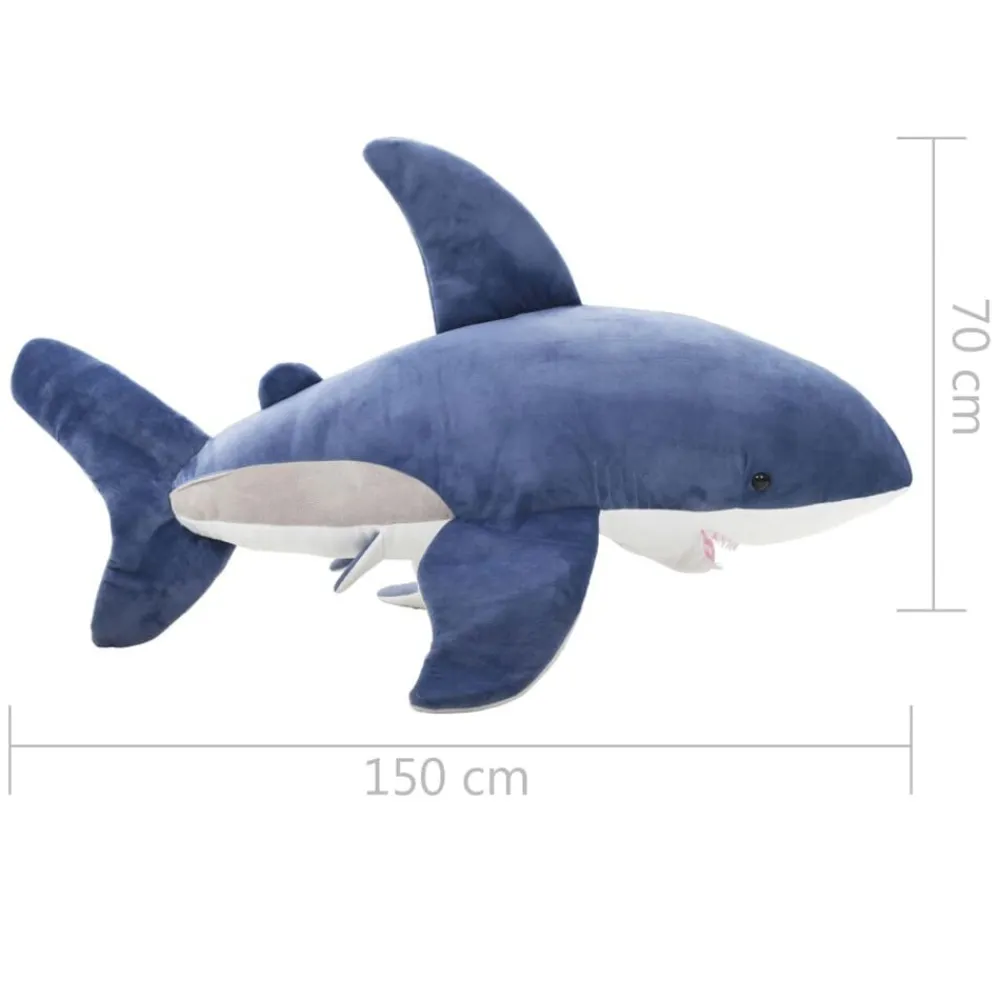 vidaXL Juguetes-Tiburón de peluche azul y blanco