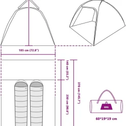 vidaXL Tienda Cabaña con techo 370 x 230 x 185 cm tafetán Azul Discount
