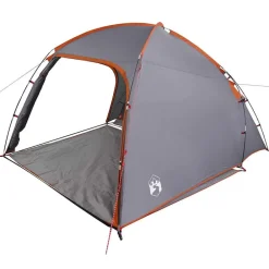 vidaXL Tienda Cabaña 370 x 230 x 185 cm tafetán Gris y naranja Online