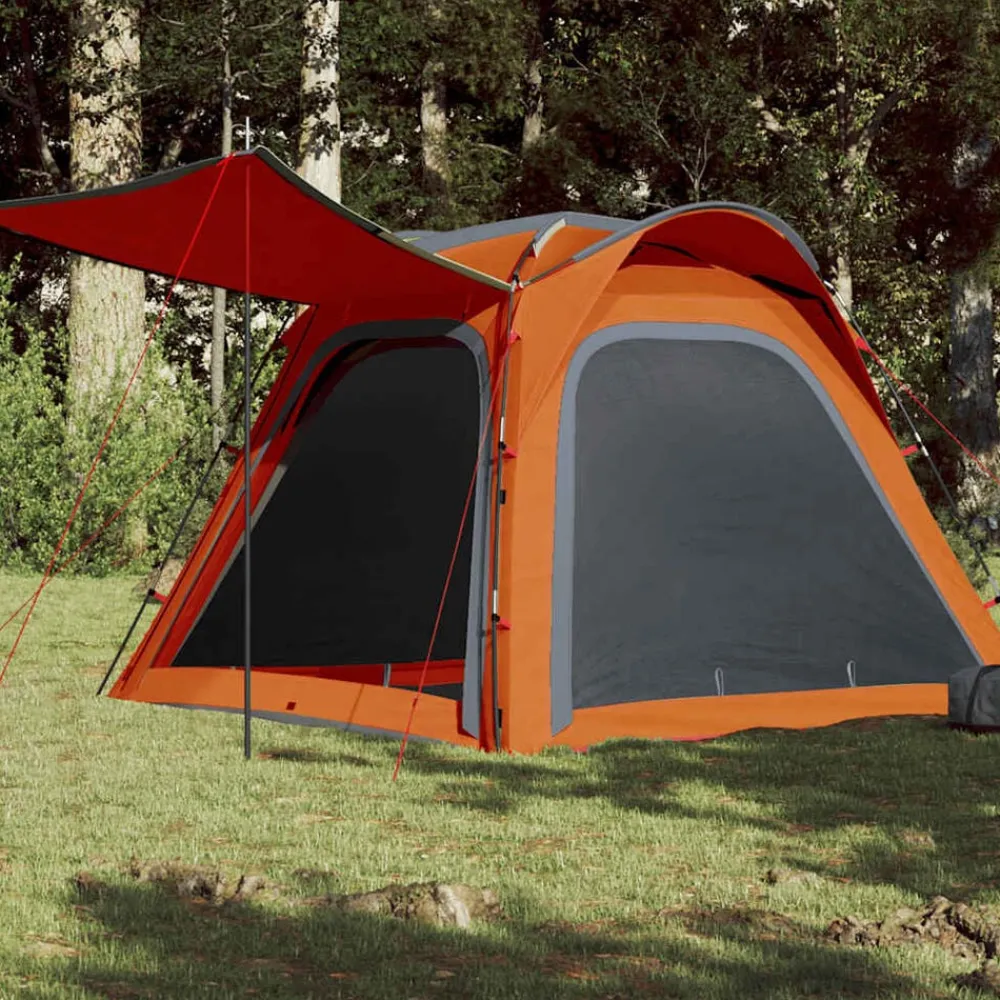 vidaXL Tienda campaña 4 pers impermeable apertura rápida gris naranja Gris y naranja Best