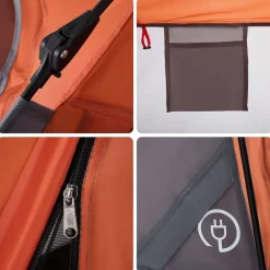 vidaXL Actividades Al Aire Libre-Tienda campaña cabaña 4 personas apertura rápida gris naranja