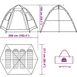 vidaXL Actividades Al Aire Libre-Tienda campaña cabaña 4 personas apertura rápida gris naranja