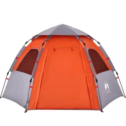 vidaXL Actividades Al Aire Libre-Tienda campaña cabaña 4 personas apertura rápida gris naranja