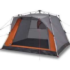vidaXL Tienda campaña cabaña 4 personas apertura rápida gris naranja Gris y naranja Outlet