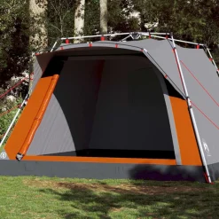 vidaXL Tienda campaña cabaña 4 personas apertura rápida gris naranja Gris y naranja Outlet