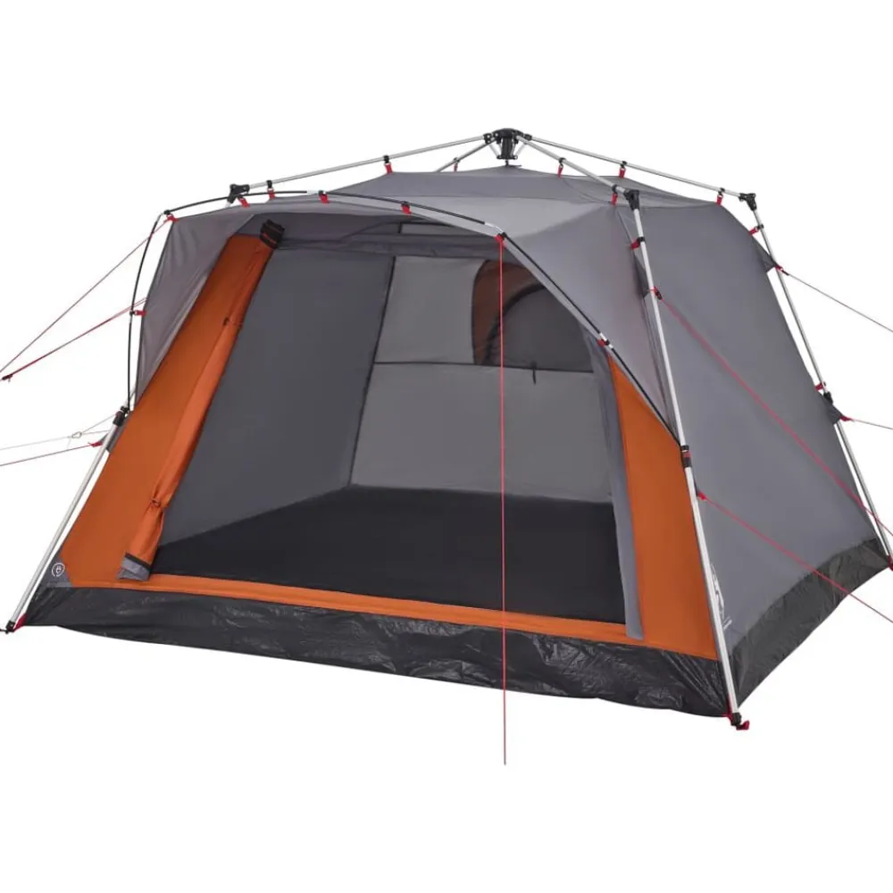 vidaXL Tienda campaña cabaña 4 personas apertura rápida gris naranja Gris y naranja Outlet