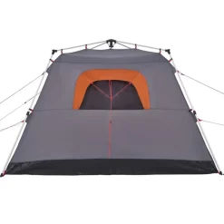 vidaXL Tienda campaña cabaña 4 personas apertura rápida gris naranja Gris y naranja Outlet