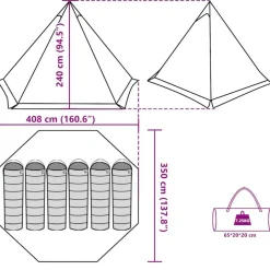 vidaXL Tienda campaña familiar tipi 6 personas impermeable Camuflaje Sale