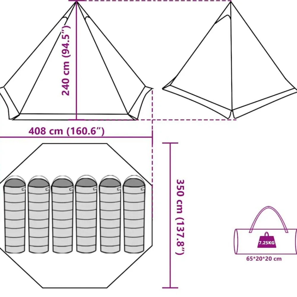 vidaXL Tienda campaña familiar tipi 6 personas impermeable Verde oliva Best