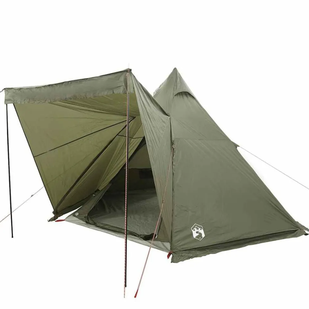 vidaXL Tienda campaña familiar tipi 6 personas impermeable Verde oliva Best