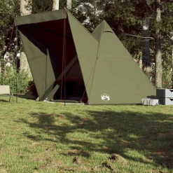 vidaXL Tienda campaña familiar tipi 6 personas impermeable Verde oliva Best
