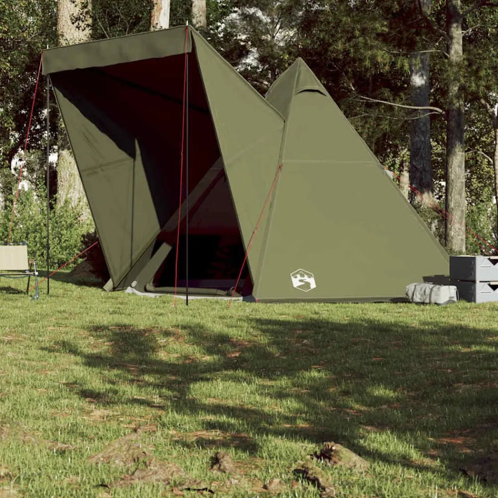 vidaXL Tienda campaña familiar tipi 6 personas impermeable Verde oliva Best