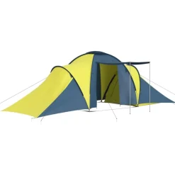 vidaXL Tienda de campaña 6 personas Azul y amarillo Discount