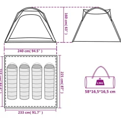 vidaXL Tienda de campaña 4 personas impermeable apertura rápida Azul Clearance