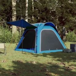vidaXL Tienda de campaña 4 personas impermeable apertura rápida Azul Clearance