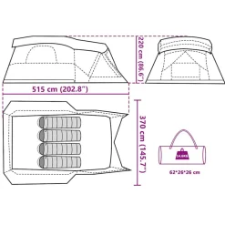 vidaXL Tienda de campaña con porche 4 personas impermeable Verde Clearance