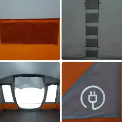 vidaXL Actividades Al Aire Libre-Tienda de campaña con túnel 5 personas impermeable gris naranja