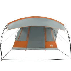 vidaXL Actividades Al Aire Libre-Tienda de campaña con túnel 5 personas impermeable gris naranja