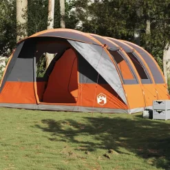 vidaXL Actividades Al Aire Libre-Tienda de campaña con túnel 5 personas impermeable gris naranja