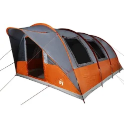 vidaXL Actividades Al Aire Libre-Tienda de campaña con túnel 5 personas impermeable gris naranja