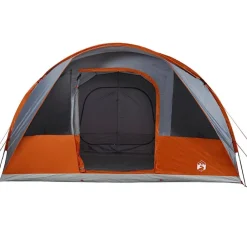 vidaXL Actividades Al Aire Libre-Tienda de campaña con túnel 5 personas impermeable gris naranja