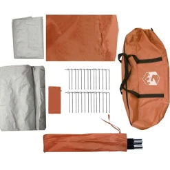 vidaXL Actividades Al Aire Libre-Tienda de campaña con túnel 4 personas impermeable naranja