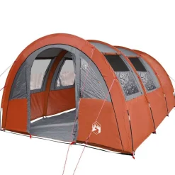 vidaXL Actividades Al Aire Libre-Tienda de campaña con túnel 4 personas impermeable naranja