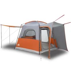 vidaXL Actividades Al Aire Libre-Tienda de campaña de coche 4 personas impermeable gris-naranja