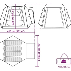 vidaXL Actividades Al Aire Libre-Tienda de campaña de coche 4 personas impermeable gris-naranja