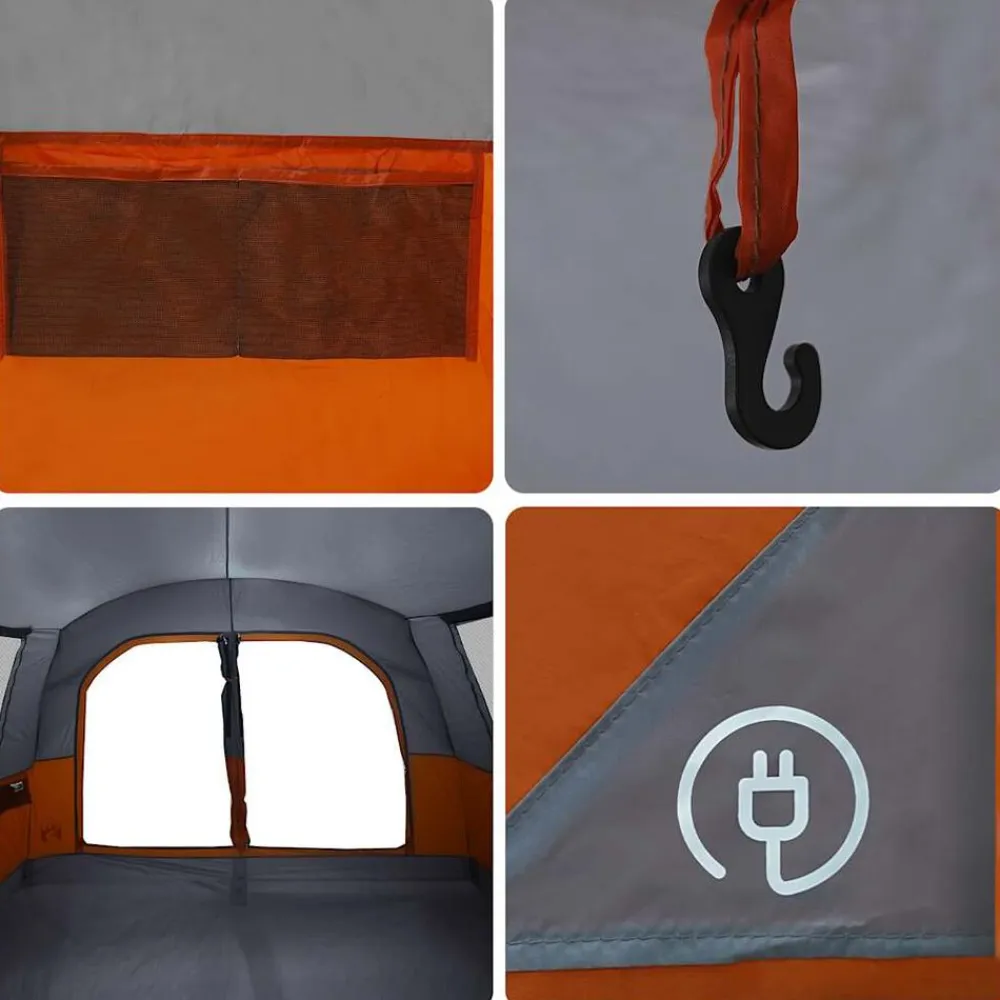 vidaXL Tienda de campaña de coche 4 personas impermeable gris-naranja Gris y naranja Best