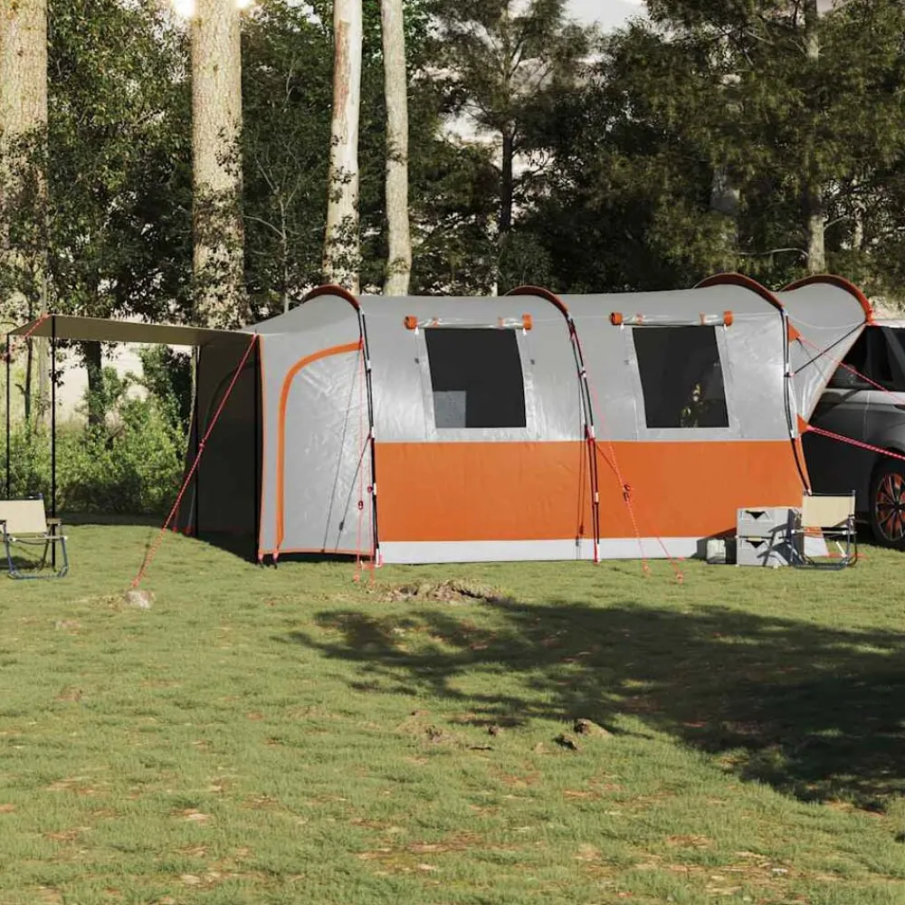 vidaXL Tienda de campaña de coche 4 personas impermeable gris-naranja Gris y naranja Best