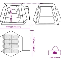 vidaXL Actividades Al Aire Libre-Tienda de campaña de coche para 4 personas impermeable