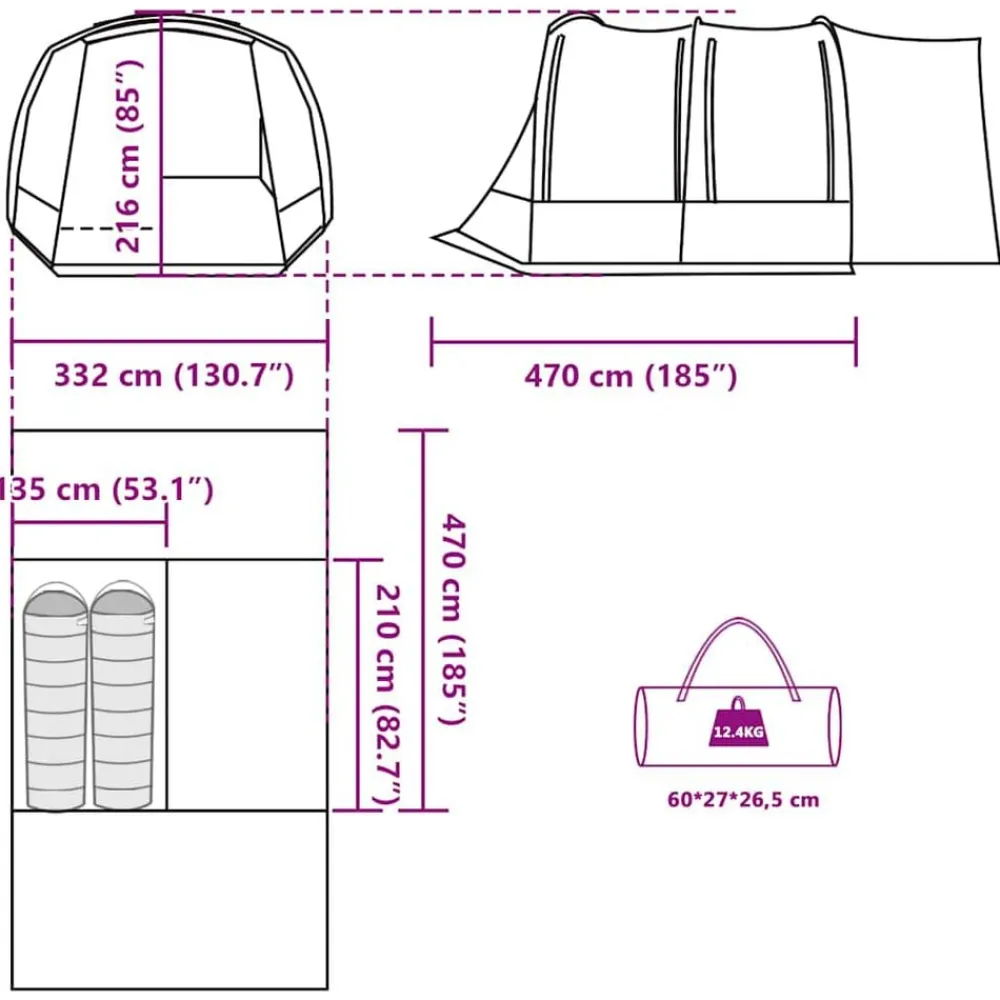 vidaXL Tienda de campaña de coche 2 personas impermeable gris-naranja Gris y naranja New