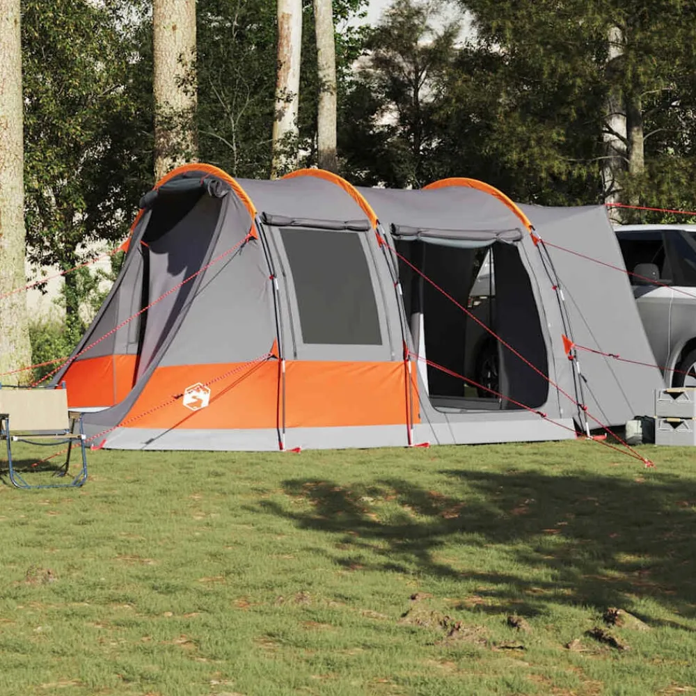 vidaXL Tienda de campaña de coche 2 personas impermeable gris-naranja Gris y naranja New